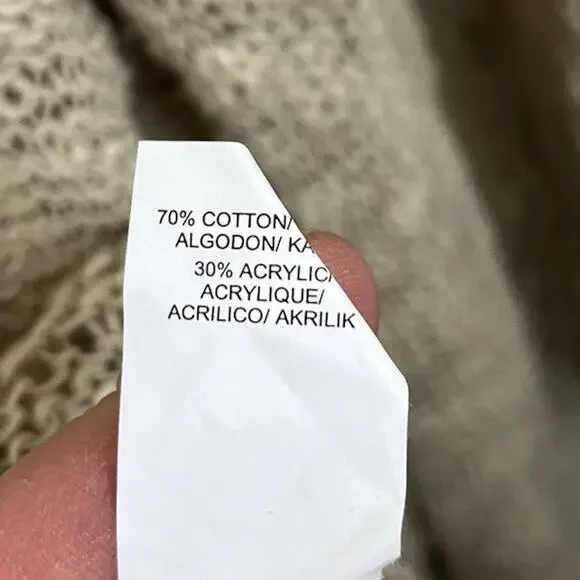 Lucky Brand Open Knit Crochet Duster Cardigan Womens 2XB Tan Boho Western - Picture 4 of 4